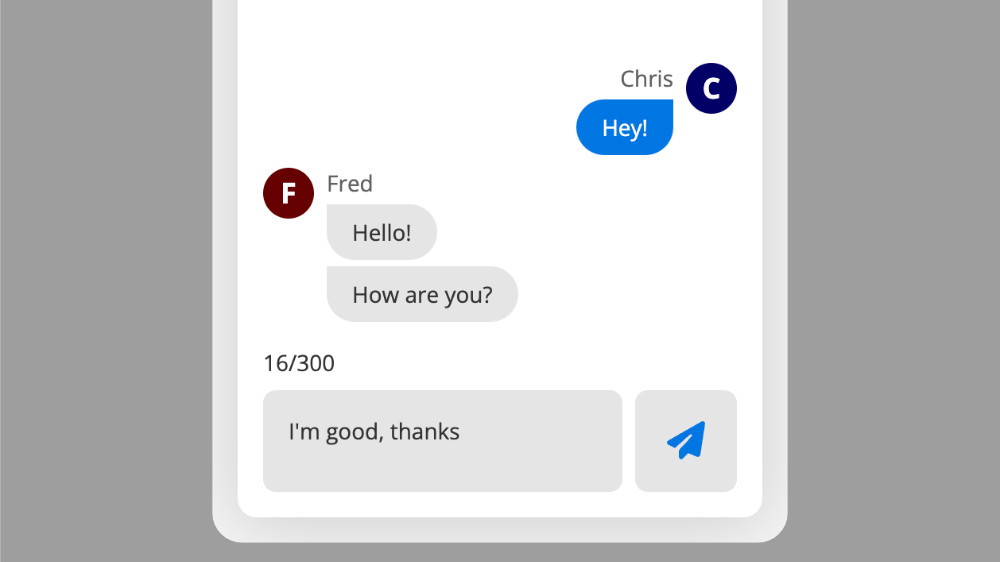 Screenshot of chat project on mobile