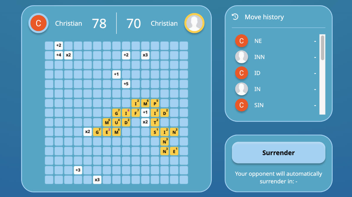 Screenshot of the Word Weaver game board