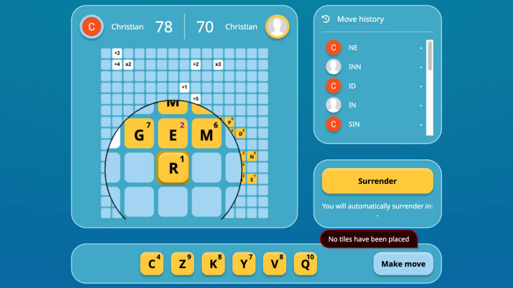 Screenshot of the full Word Weaver game page, showing a tile being placed